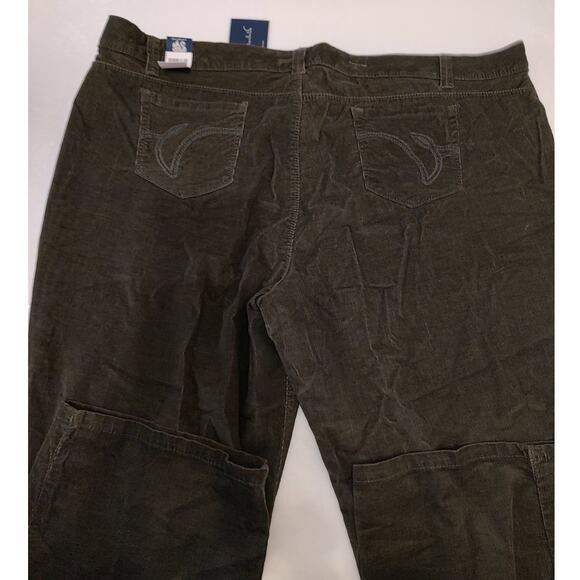 Gloria Vanderbilt Green Corduroy Mid Rise Straight Leg Embroidered Pants 24W - Picture 9 of 14